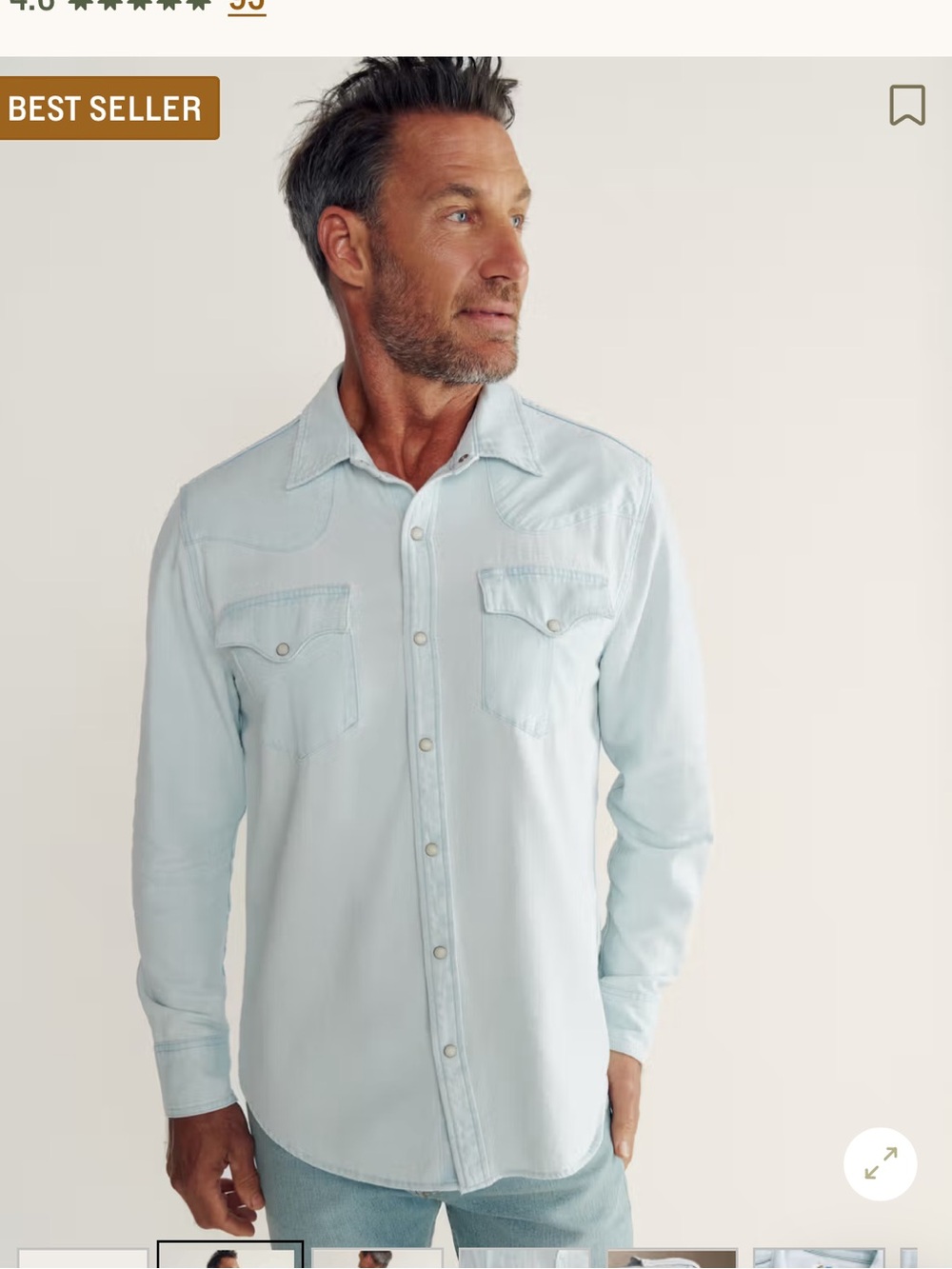 Tecovas Light Gray Cotton Shirt with Collar Pearl Snap